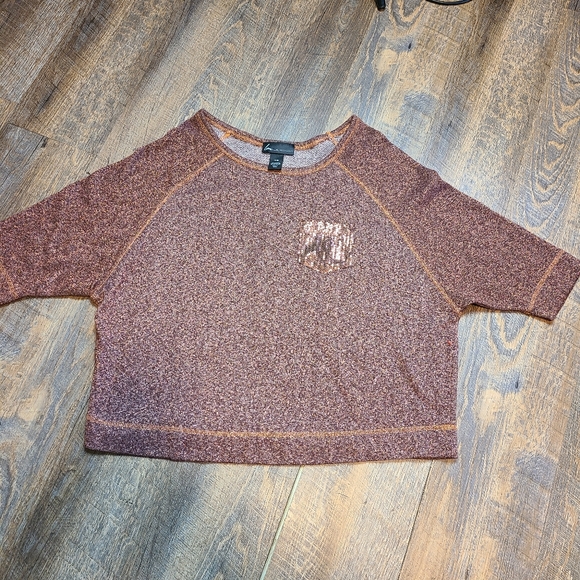 Lane Bryant Metallic 1/2 sleeve sweater sequined pocket plus size 14/16 - Picture 6 of 11